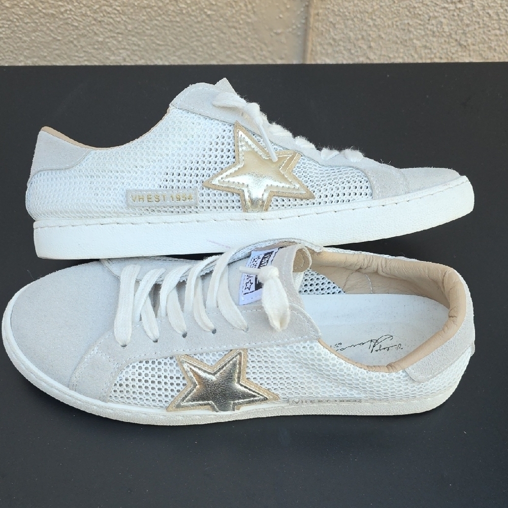 Vintage Havana Carla White Mesh Gold Star Sneakers Size 8 - Picture 9 of 10